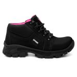 Bota Cano Baixo Catpriime De Segurança Trabalho Epi Feminina - Preto com Rosa