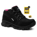 Bota Cano Baixo Catpriime De Segurança Trabalho Epi Feminina - Preto com Rosa