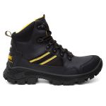 Bota de Segurança Catpriime Couro, Solado Antiderrapante e Material Refletivo - Preta com Amarelo