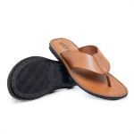 Sandália Masculina Pulse Couro Legítimo Caramelo – Chinelo Confortável com Estilo Artesanal