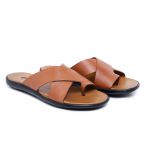 Chinelo Sandália de Couro Masculina Havana Caramelo – Casual e Anatômica