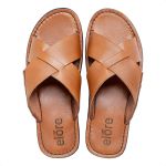 Chinelo Sandália de Couro Masculina Tira Cruzada Lisboa Caramelo - clássico e versátil