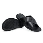 Chinelo Sandália de Couro Masculina Tira Cruzada Lisboa Preto - clássico e versátil 