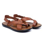 Sandália Masculina Nomad Tira Cruzada Couro Legítimo Caramelo– Confortável e Estilosa