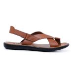 Sandália Masculina Nomad Tira Cruzada Couro Legítimo Caramelo– Confortável e Estilosa