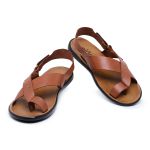 Sandália Masculina Nomad Tira Cruzada Couro Legítimo Caramelo– Confortável e Estilosa