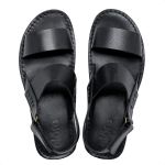 Chinelo Sandália de Couro Masculina Santorini Preto – Vibe mediterrânea, elegante e natural