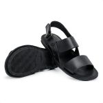 Chinelo Sandália de Couro Masculina Santorini Preto – Vibe mediterrânea, elegante e natural