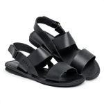Chinelo Sandália de Couro Masculina Santorini Preto – Vibe mediterrânea, elegante e natural
