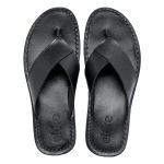 Sandália Masculina Urban Couro Legítimo Preto – Chinelo Artesanal Confortável e Estiloso 