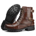 Coturno Feminino em Couro com Fivela Lateral Sandya Pinhão - Moderno e Sofisticado