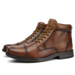 Botina Masculina em Couro Wood Marrom Riscado - Durabilidade e Estilo