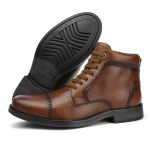 Botina Masculina em Couro Wood Marrom Riscado - Durabilidade e Estilo