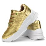 Tênis Feminino em Couro Clara Ouro Light - Elegância e Conforto