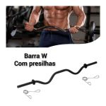 Barra w Musculação Oca Preto 120cm