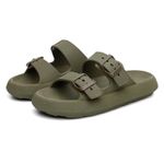 Chinelo Nuvem Ortopedico Tira Dupla Verde Militar 
