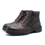 Bota Masculina Coturno Couro Kiev Marrom Café- Conforto e Sofisticação