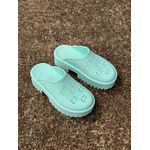 Mule Feminino Sapatilha Sandália Confortável Sola Tratorada Azul Celeste 