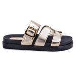 Sandalia Papete Feminino Metalizada Birken com Fivela