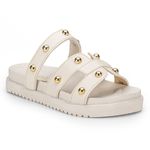 Sandália Feminina Designer Bolinha Brilho Delicada Luxo Estilosa Confortável da Moda - Nude
