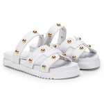 Sandália Feminina Designer Bolinha Brilho Delicada Luxo Estilosa Confortável da Moda - Branca