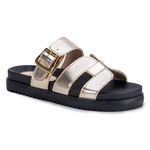 Sandalia Papete Feminino Metalizada Birken com Fivela