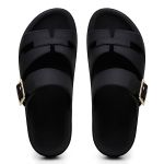 Sandalia Nuvem Microexpandido Feminino com Fivela - Preta 