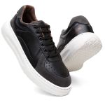 Sapatenis Firenze Couro Legitimo Solado Nuvem Ronco Ferraro - Preto e Branco