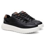 Sapatenis Urbano Couro Premium Casual Solado Nuvem Ronco Ferraro - Preto