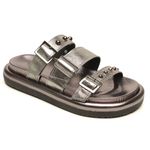 Sandalia Papete Flatform Feminina em Couro Mila Inox - Leveza e Modernidade