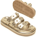 Sandalia Papete Flatform Feminina em Couro Emily Ouro - Conforto e Estilo Casual