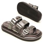 Sandalia Papete Flatform Feminina em Couro Mila Inox - Leveza e Modernidade