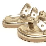 Sandalia Papete Flatform Feminina em Couro Emily Ouro - Conforto e Estilo Casual