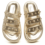 Sandalia Papete Flatform Feminina em Couro Emily Ouro - Conforto e Estilo Casual