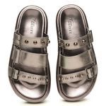 Sandalia Papete Flatform Feminina em Couro Mila Inox - Leveza e Modernidade