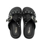 Sandalia Papete Flatform Feminina em Couro Emy Preto - Conforto e Estilo Casual