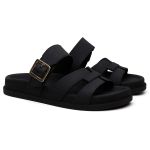 Sandalia Nuvem Microexpandido Feminino com Fivela - Preta 