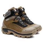 Bota Shelga Saara Cano Médio Couro Legítimo Biqueira Termoplástica Nobuck Creme 