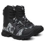 Bota Shelga Commander Couro Legítimo e Lona Reforçada - Cinza Camuflada
