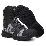 Bota Shelga Commander Couro Legítimo e Lona Reforçada - Cinza Camuflada