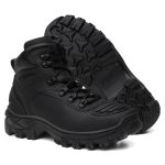 Bota Shelga Militar Tática Couro Nobre Bico PVC Protetor Frontal de Borracha - Black 
