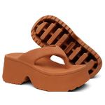 Tamanco Plataforma Feminina Chinelo Flatform Conforto – Caramelo