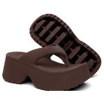 Tamanco Plataforma Feminina Chinelo Flatform Conforto – Marrom