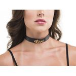 Gargantilha Coleira escrito love linha Sado Fetiche