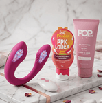 Kit Vibrador casal com controle, lubrificante Pop neutro e excitante PPK Louca