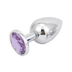 Plug anal de luxo em metal Lilas, com formato cônico - Tamanho P 