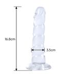 Dildo Pênis Realístico em Silicone com Gomos - 16,8x3,5 cm