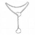 choker Coleira de Corrente enforcadeira com 2 Corações na Ponta - 63cm