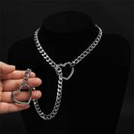 choker Coleira de Corrente enforcadeira com 2 Corações na Ponta - 63cm