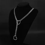 choker Coleira de Corrente enforcadeira com 2 Corações na Ponta - 63cm